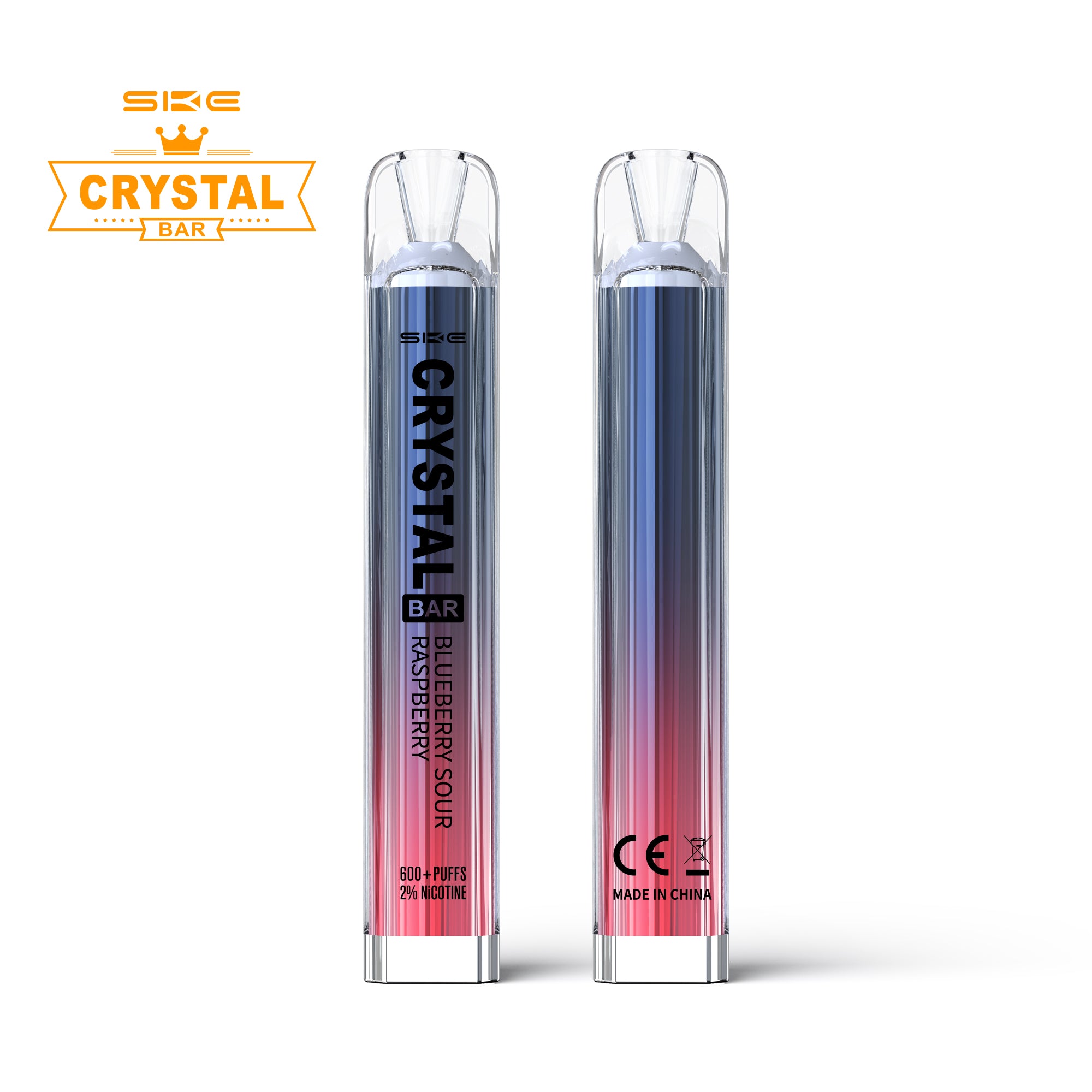 SKE Crystal Bar 600 - PreFilled POD Kit - Blueberry Sour Raspberry 2% Or 20mg Nic