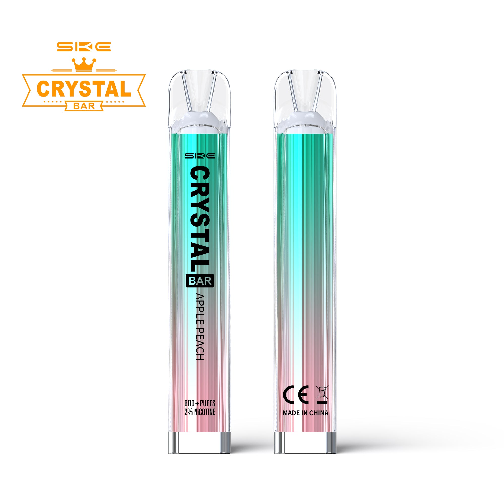 SKE Crystal Bar 600 - PreFilled POD Kit - Apple & Peach 20mg 2% Nic